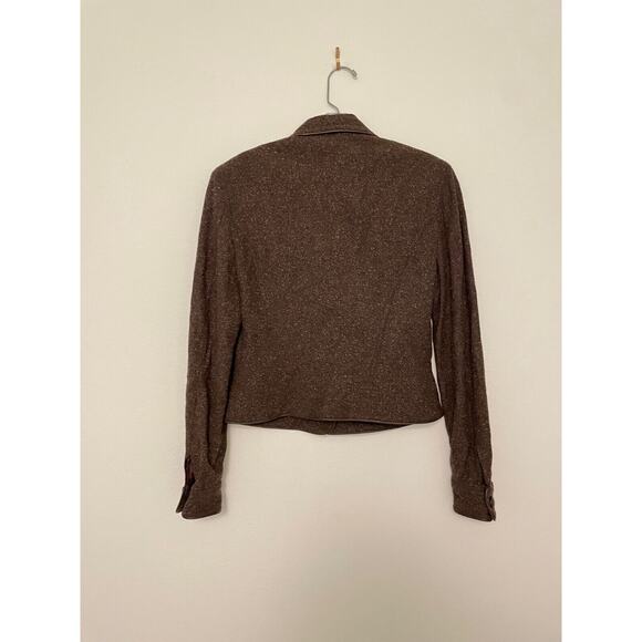 Vintage Cache Womens Blazer Sz 4 Brown Wool Silk Blend Tweed Grunge Academia 90s - Picture 3 of 7